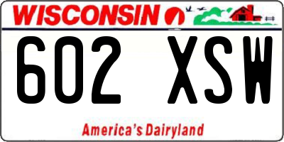 WI license plate 602XSW