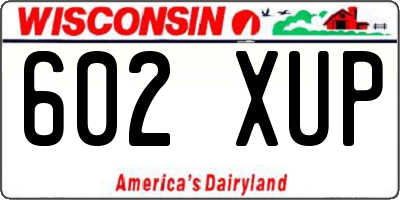 WI license plate 602XUP