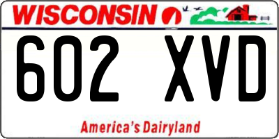 WI license plate 602XVD