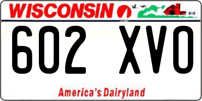 WI license plate 602XVO