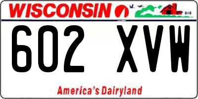WI license plate 602XVW