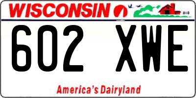 WI license plate 602XWE