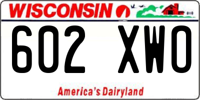 WI license plate 602XWO