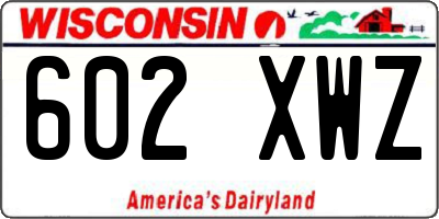 WI license plate 602XWZ