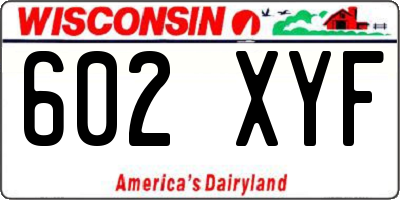 WI license plate 602XYF