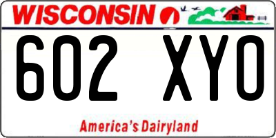 WI license plate 602XYO