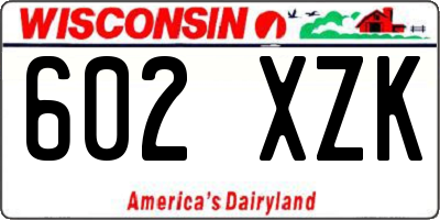 WI license plate 602XZK