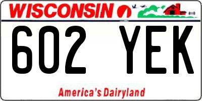 WI license plate 602YEK