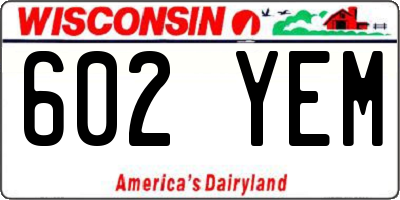 WI license plate 602YEM