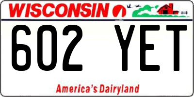 WI license plate 602YET
