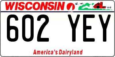 WI license plate 602YEY