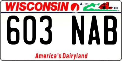 WI license plate 603NAB