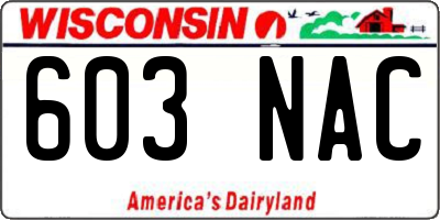 WI license plate 603NAC