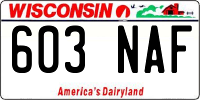 WI license plate 603NAF