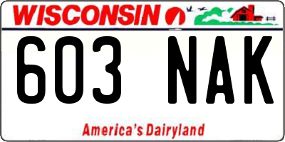 WI license plate 603NAK