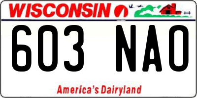 WI license plate 603NAO