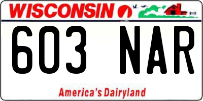 WI license plate 603NAR