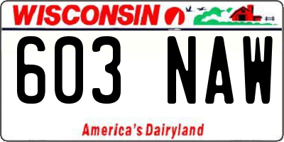 WI license plate 603NAW