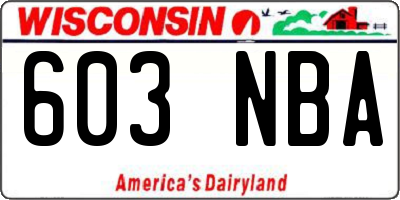 WI license plate 603NBA