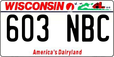 WI license plate 603NBC