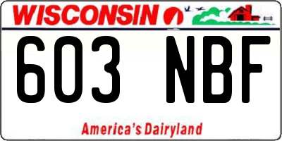 WI license plate 603NBF