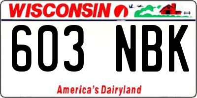 WI license plate 603NBK