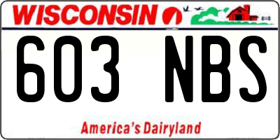WI license plate 603NBS