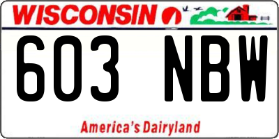 WI license plate 603NBW