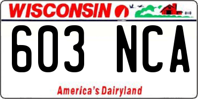 WI license plate 603NCA