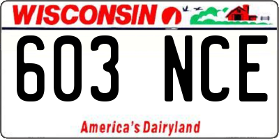 WI license plate 603NCE