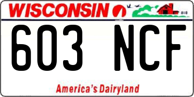 WI license plate 603NCF