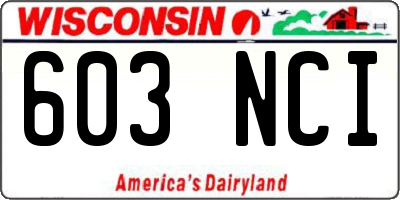 WI license plate 603NCI