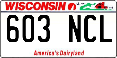 WI license plate 603NCL