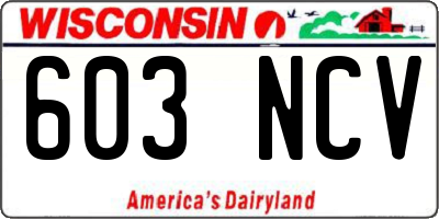 WI license plate 603NCV