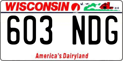 WI license plate 603NDG
