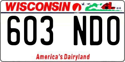 WI license plate 603NDO
