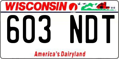 WI license plate 603NDT
