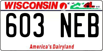 WI license plate 603NEB