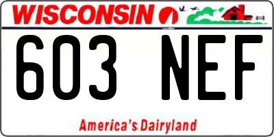 WI license plate 603NEF