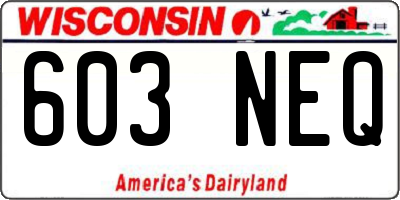 WI license plate 603NEQ