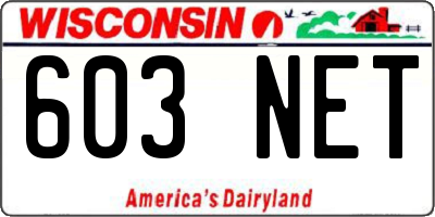 WI license plate 603NET
