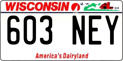WI license plate 603NEY