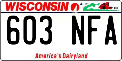 WI license plate 603NFA
