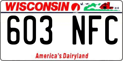 WI license plate 603NFC