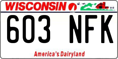 WI license plate 603NFK