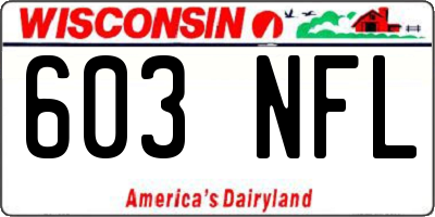 WI license plate 603NFL