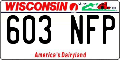 WI license plate 603NFP