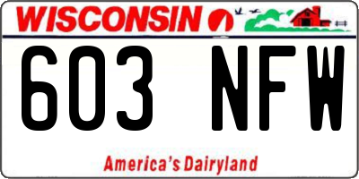 WI license plate 603NFW