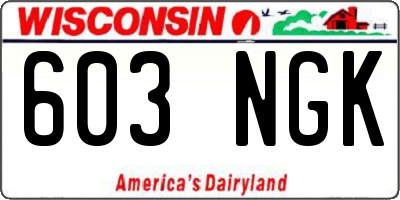 WI license plate 603NGK