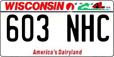 WI license plate 603NHC